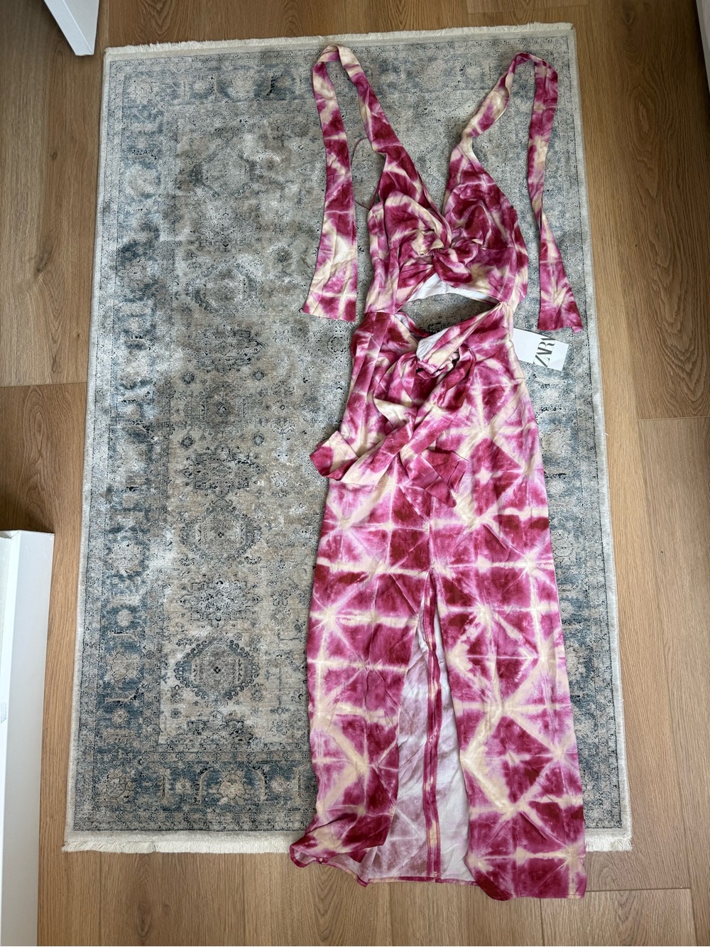 Zara Pink Tie-Dye Knotted Cutout Maxi Dress - Picture 5 of 5